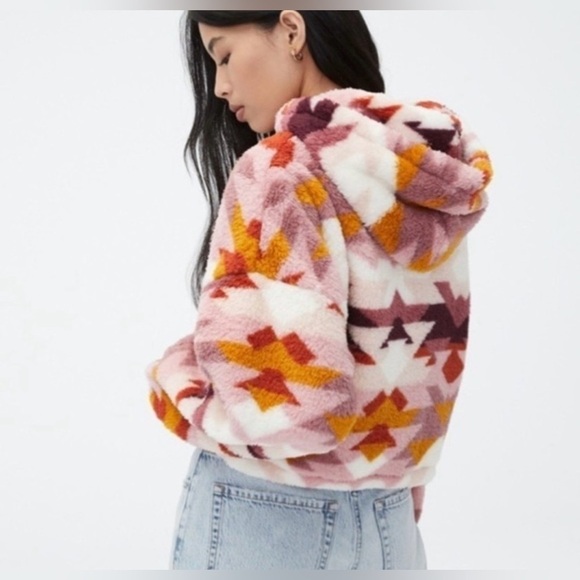 Aeropostale Sherpa Hoodie Women’s Large Aztec Fleece Pullover Hooded Sweatshirt - Picture 8 of 8